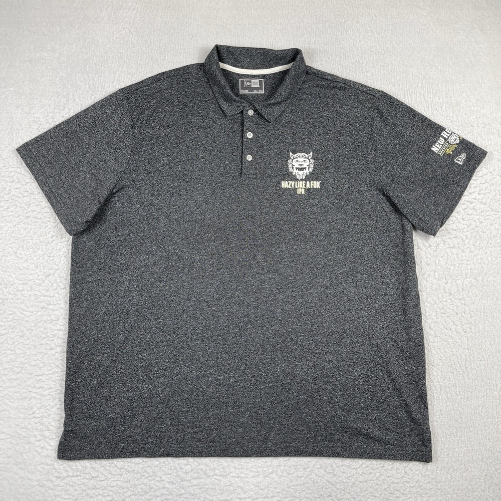New Era Polo Shirt Mens 3XL Gray New Realm Brewing Beer Hazy Like A Fox IPA Golf